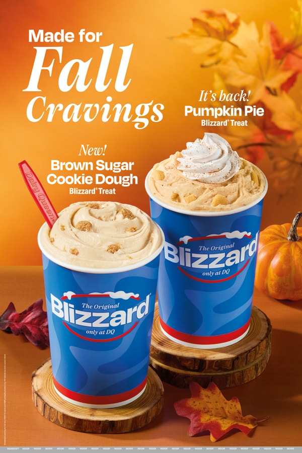 DQ Fall Cravings featuring Brown Sugar Cookie Dough and Pumpkin Pie Blizzard Treats